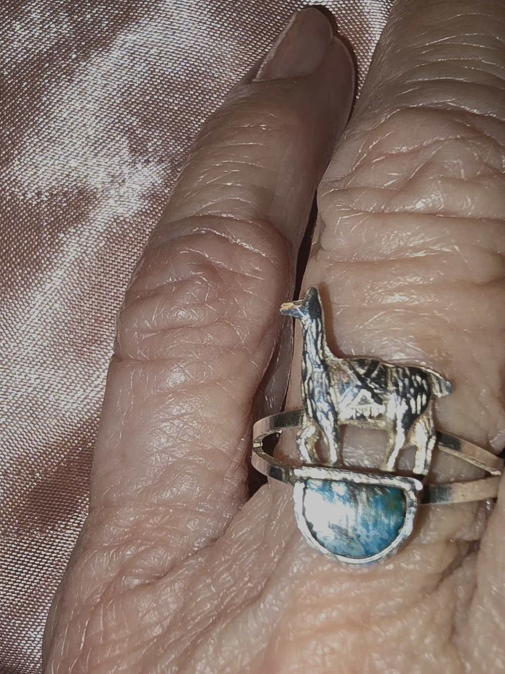 Sterling Silver Llama Ring with Turquoise Accent